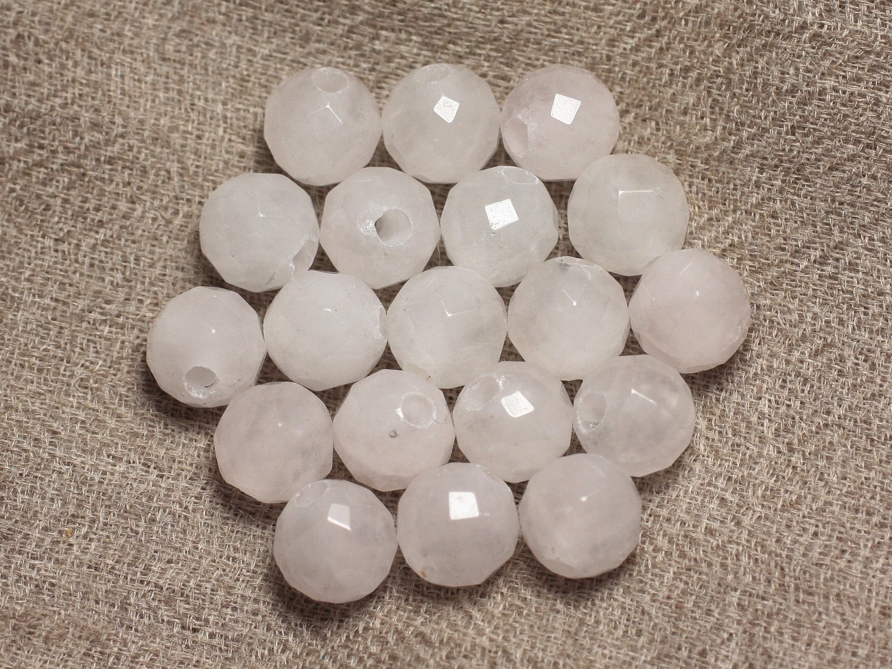 2pc - Perles de Pierre Perçage 2.5mm - Quartz Rose Facetté 10mm  4558550027566
