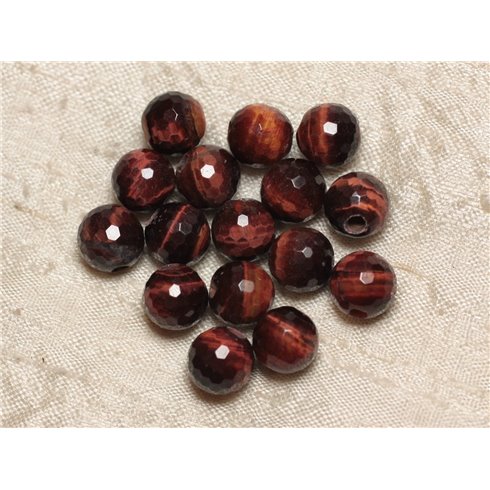 2pc - Perles de Pierre Perçage 2.5mm - Oeil de Taureau Facetté 10mm  4558550027573