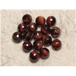 2pc - Perles de Pierre Perçage 2.5mm - Oeil de Taureau Facetté 10mm  4558550027573