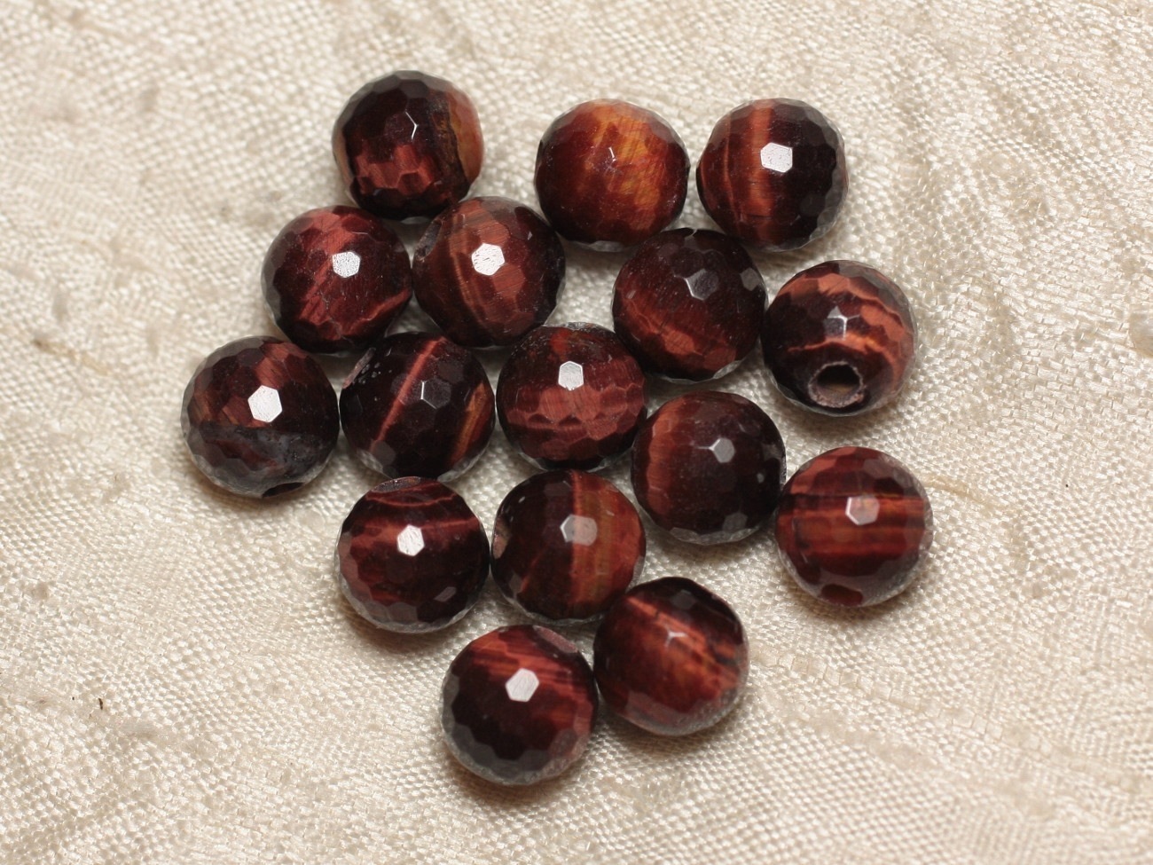 2pc - Perles de Pierre Perçage 2.5mm - Oeil de Taureau Facetté 10mm  4558550027573