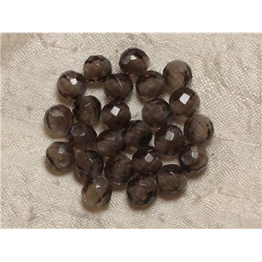 2pc - Perles de Pierre Perçage 2.5mm - Quartz Fumé Facetté 8mm  4558550025234