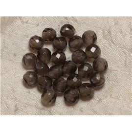 2pc - Stone Beads Drilling 2.5mm - Faceted Smoky Quartz 8mm 4558550025234
