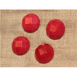 1pc - Cabujón de piedra - Jade redondo facetado 20 mm Rojo 4558550027641