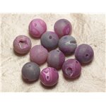 1pc - Perle de Pierre Perçage 2.5mm - Agate Rose Givrée Boule 18mm   4558550027696