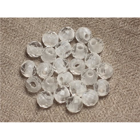 2pc - Perles de Pierre Perçage 2.5mm - Cristal Quartz Facetté 8mm  4558550027702