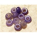 3pc - Perle Pierre perçage 5mm - Agate Violette Rondelle Facettée 14mm   4558550027856 