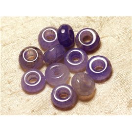 3pc - Perforación de piedra de cuentas de 5 mm - Rondelle facetado de ágata violeta 14 mm 4558550027856 