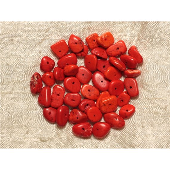 10pc - Perles Turquoise Synthèse - Chips Rocailles 6-12mm Orange  4558550027887