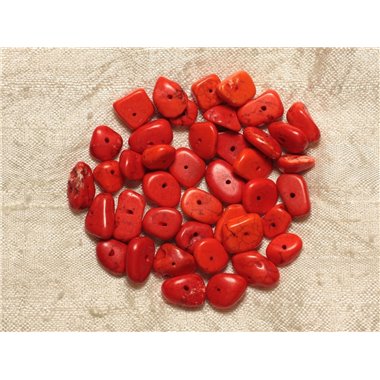 10pc - Perles Turquoise Synthèse - Chips Rocailles 6-12mm Orange  4558550027887