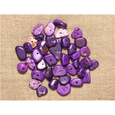 10pc - Perles Turquoise Synthèse - Chips Rocailles 6-12mm Violet  4558550027917