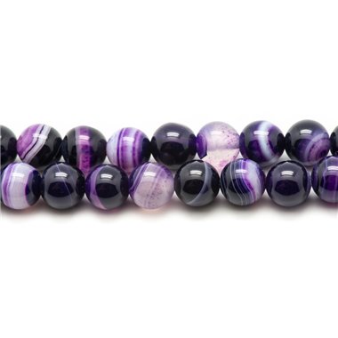 10pc - Perles Pierre - Agate Boules 6mm Violet Blanc Mauve - 4558550027979