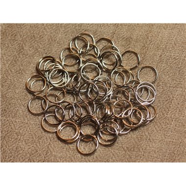 100pc - Anneaux 10mm Métal Argenté sans nickel  4558550028082