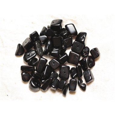 40pc - Grosses Perles Rocailles Chips de Pierre - Onyx Noir 5-15mm  4558550028105