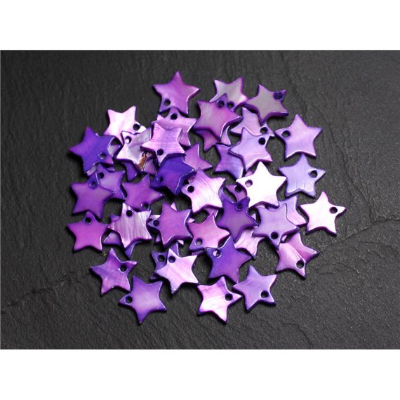 10pc - Breloques Pendentifs Nacre Etoiles Violettes 12-13mm   4558550028136