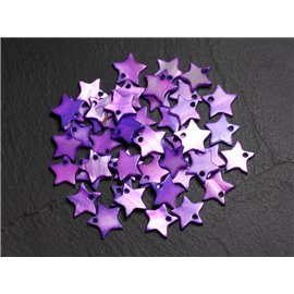 10pc - Breloques Pendentifs Nacre Etoiles Violettes 12-13mm   4558550028136