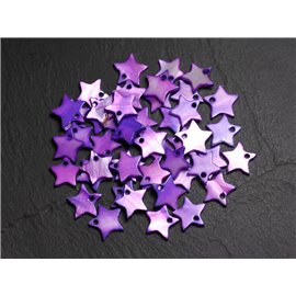 10pc - Mother of Pearl Pendants Charms Purple Stars 12-13mm 4558550028136