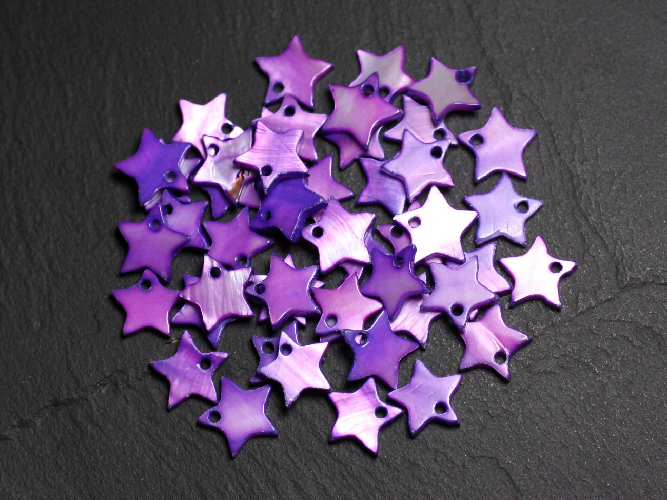 10pc - Breloques Pendentifs Nacre Etoiles Violettes 12-13mm   4558550028136