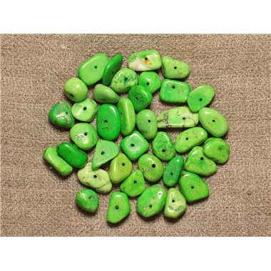 10pc - Perles Turquoise Synthèse - Chips Rocailles 6-12mm Vert  4558550028150