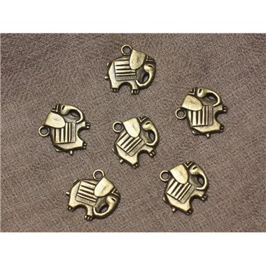 40pc - Perles Breloques Pendentifs Métal Bronze Elephant 19mm   4558550028259