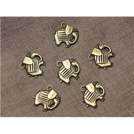 40 Stück - Perlen Charms Anhänger Metall Bronze Elefant 19mm 4558550028259