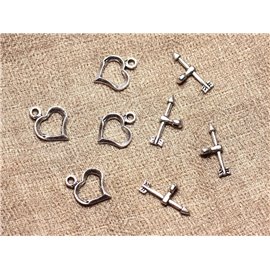 20pc - T Toogle Cierres Corazones de calidad de metal plateado 18x16mm 4558550028273