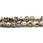 6pc - Perles de Pierre - Agate Oeil noir et blanc Boules facettées 8mm   4558550028310