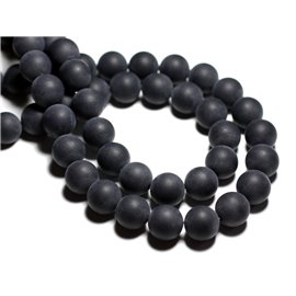 20pc - Stone Beads - Matte Black Onyx Sanded Balls 4mm 4558550028334