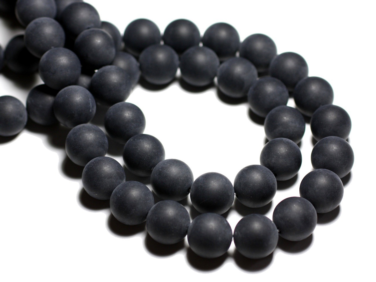 20pc - Perles de Pierre - Onyx Noir Mat Sablé Givré Boules 6mm - 4558550028341