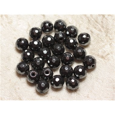 10pc - Perles de Pierre - Hématite Boules Facettées 8mm  4558550028365