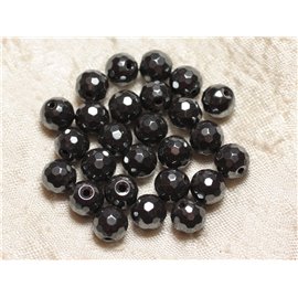 10pc - Stone Beads - Hematite Faceted Balls 8mm 4558550028365
