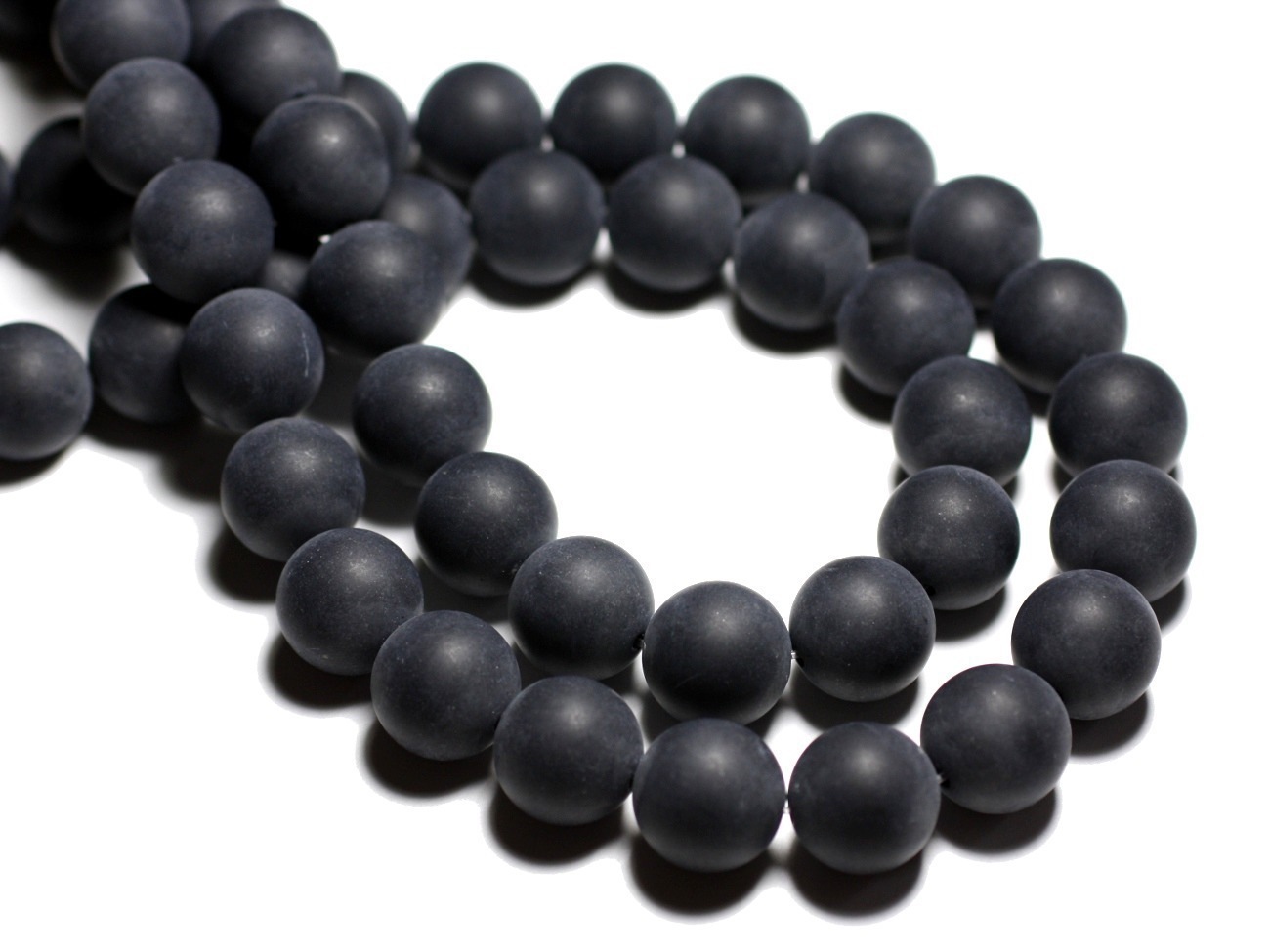 10pc - Perles de Pierre - Onyx Noir Mat Sablé Boules 10mm   4558550028396