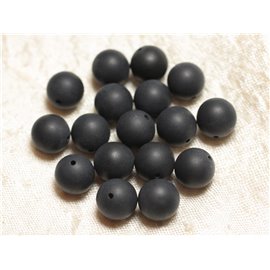 10pc - Perles de Pierre - Onyx Noir Mat Sablé Boules 10mm 4558550028396 10pc - Perles de Pierre - Onyx Noir Mat Sablé Boules 10mm 4558550028396