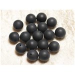 10pc - Perles de Pierre - Onyx Noir Mat Sablé Boules 10mm   4558550028396