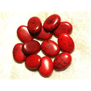 4pc - Perles Pierre Turquoise Synthese Ovales 20x15mm Rouge - 4558550028433