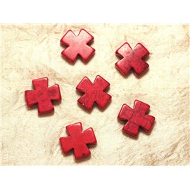 2Stk - Synthetische Türkisperlen - Kreuz 25mm Rot 4558550028457 