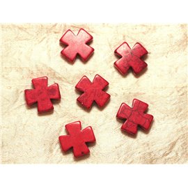 2pc - Perline sintetiche turchesi - Croce rossa 25 mm 4558550028457 