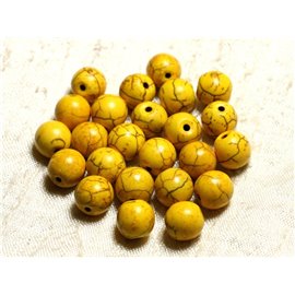 10 Stück - Türkisfarbene Perlen Synthesekugeln 10mm Gelb 4558550028488
