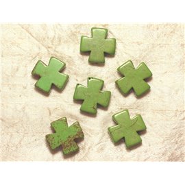2 piezas - Cuentas de turquesa sintéticas - Cruz 25 mm Verde 4558550028518 