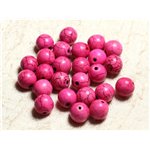 10pc - Perles Turquoise Synthèse Boules 10mm Rose   4558550028549