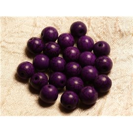 10pc - Perles Turquoise Synthèse Boules 10mm Violet   4558550028563