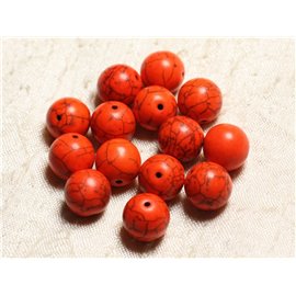 10pc - Synthetic Turquoise Beads 12mm Balls Orange 4558550028570