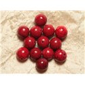 4pc - Perles Turquoise Synthèse Boules 14mm Rouge   4558550028587