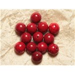 4pc - Perles Turquoise Synthèse Boules 14mm Rouge   4558550028587