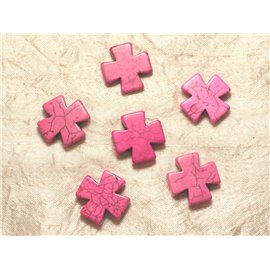 2 Stück - Synthetische Türkisperlen - Kreuz 25mm Rosa 4558550028594 