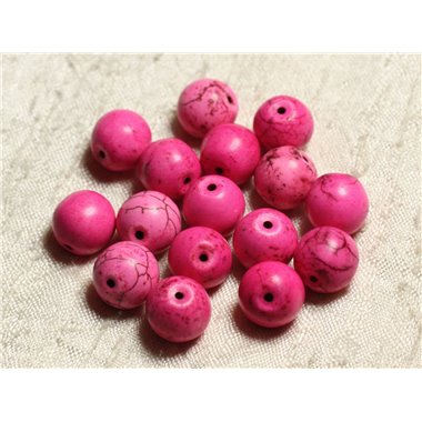 10pc - Perles Turquoise Synthèse Boules 12mm Rose   4558550008251 