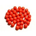 20pc - Perles Turquoise Synthèse Boules 8mm Orange   4558550028686