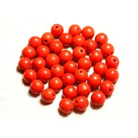 20pc - Synthetic Turquoise Beads 8mm Balls Orange 4558550028686