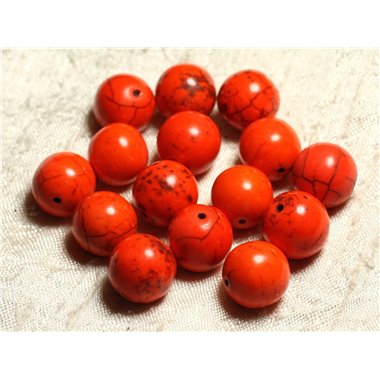 4pc - Perles Turquoise Synthèse Boules 14mm Orange   4558550028709