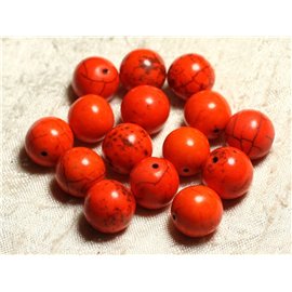 4 Stück - Türkis Perlen Synthese Kugeln 14mm Orange 4558550028709