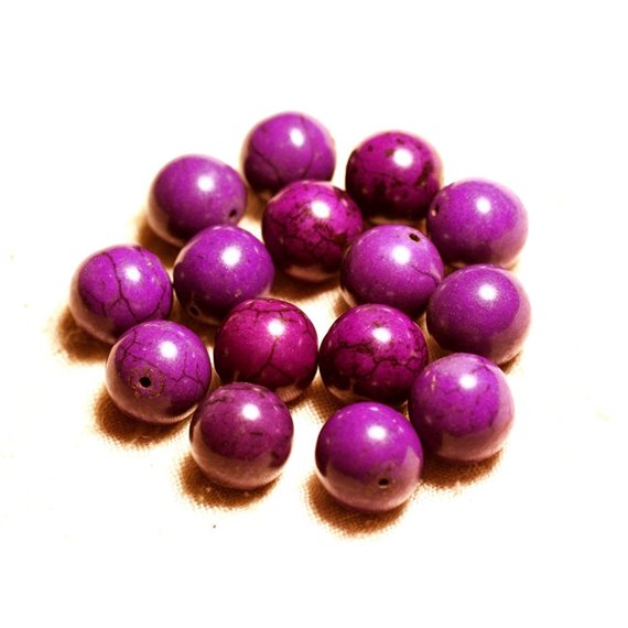 4pc - Perles Turquoise Synthèse Boules 14mm Violet   4558550028716